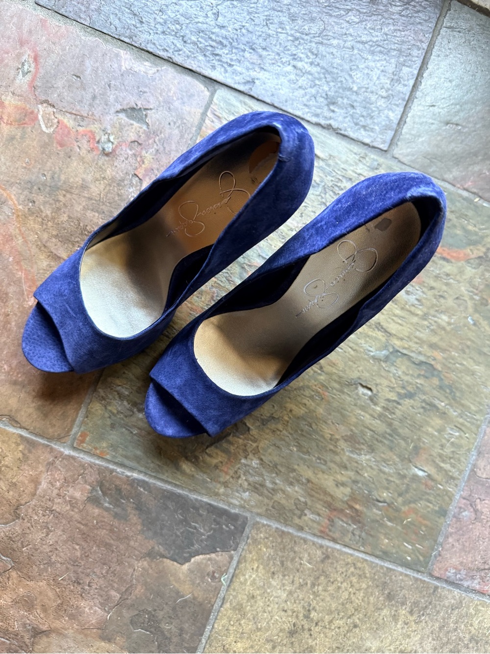 Jessica Simpson Royal Blue Suede Peep-Toe Pumps Sz. 7